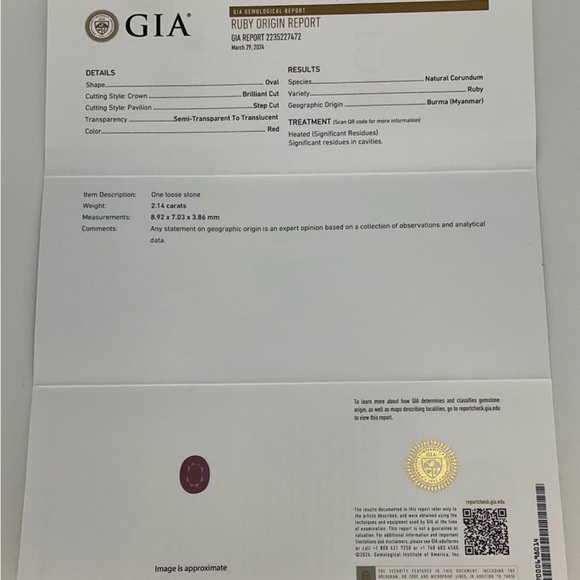 GIA 2.14ct Burmese Ruby Platinum Ring Oscar Friedman 0.89ct Diamonds Size 7 - Picture 6 of 6